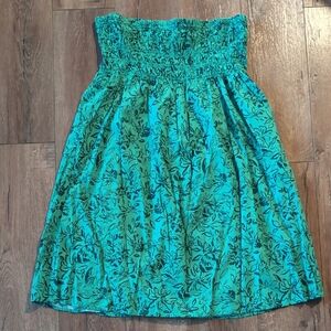 Isabel Maternity Strapless Dress in Teal Floral